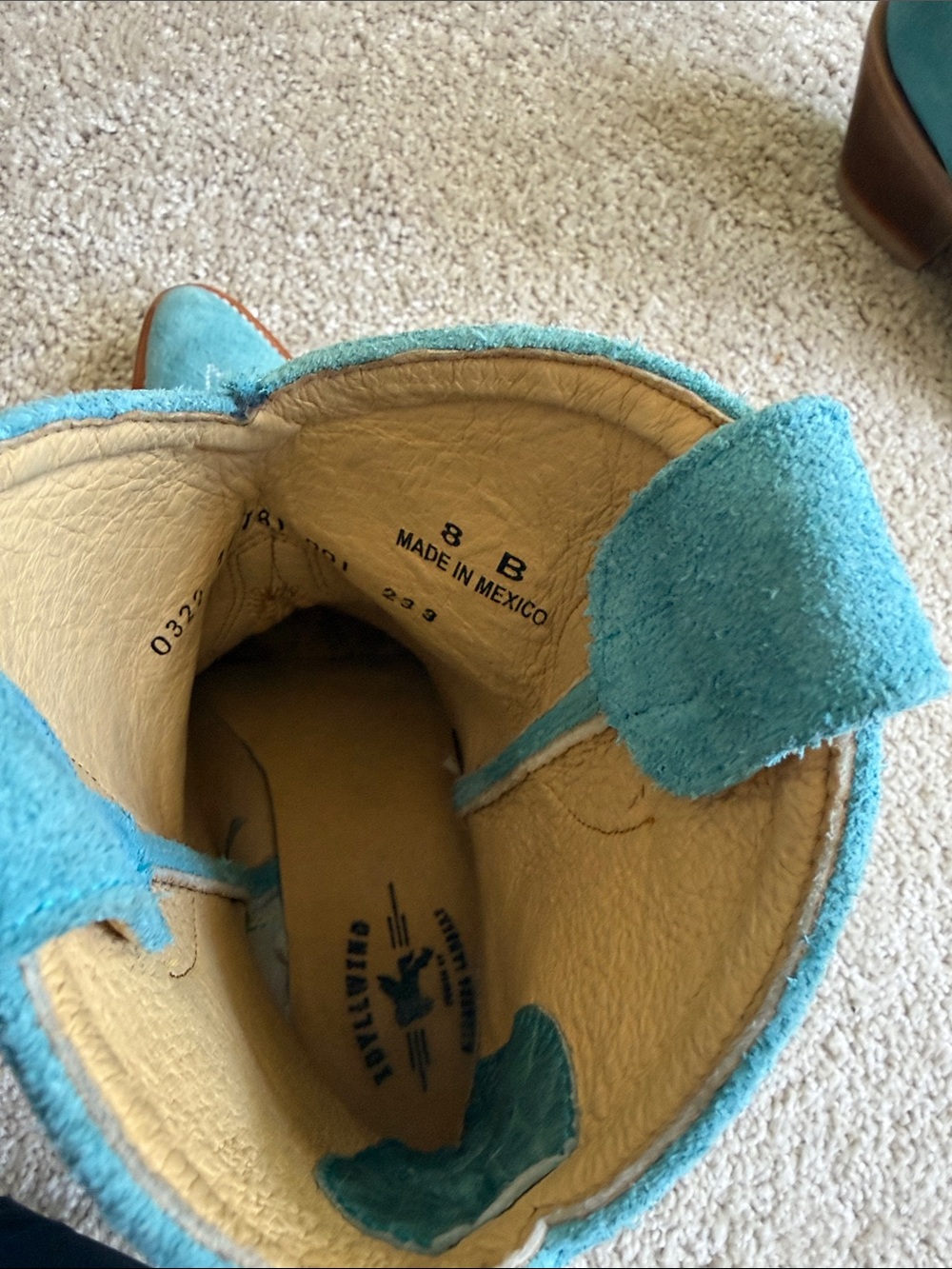 Turquoise Suede Western Ankle Boots - Women's Booties size 8 - Picture 4 of 4